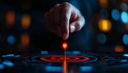 Obraz premium A strategic planner pointing towards a bullseye target with their index finger