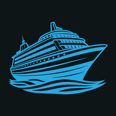 Obraz premium Ocean Liner Vector Design Cruise Ship Silhouette