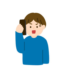 電話で怒っている男性