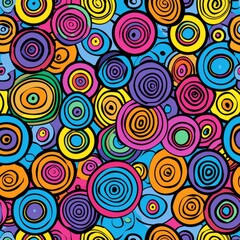 Fun colorful circle doodle seamless pattern