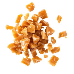 Golden caramel candy pieces