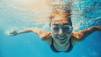 Fototapeta premium Discover the benefits of swimming for full-body fitness.