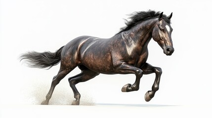 Obraz premium Horse clipart, element, 3D illustration, realistic, isolated on white background