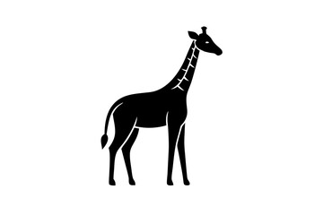 Giraffe logo icon, simple vector art style, silhouette black vector art illustration