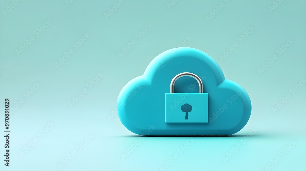 Poster secure cloud data protection concept 3d render