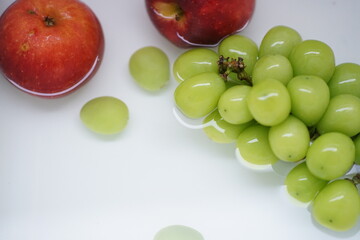 green grapes on a water background