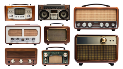 PNG vintage radio element set, transparent background