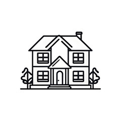 Fototapeta premium A minimalist line icon of a family house, isolated on a transparent or white background.