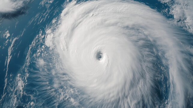 Powerful Hurricane Approaching Coastal Cityscape Captured in Detailed Satellite Aerial Imagery Showcasing the Massive Scale and Threat Posed by the Intense Storm System