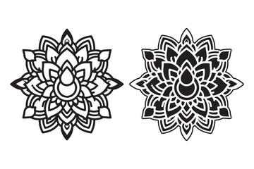 Rangoli Mandala silhouette on white background