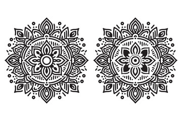Rangoli Mandala silhouette on white background