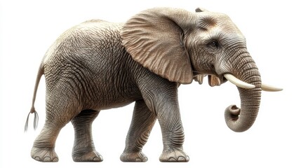 Obraz premium Elephant clipart, element, 3D illustration, realistic, isolated on white background