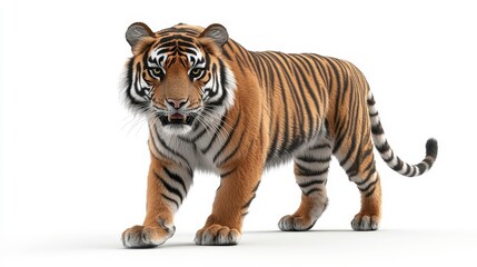 Obraz premium Tiger clipart, element, 3D illustration, realistic, isolated on white background