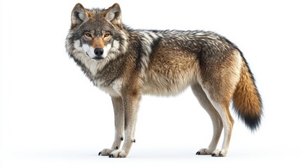 Obraz premium Wolf clipart, element, 3D illustration, realistic, isolated on white background