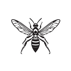 Fototapeta premium Wasp in cartoon, doodle style . Image for t-shirt, web, mobile apps and ui. Isolated 2d vector illustration in logo, icon, sketch style, Eps 10, black and white. AI Generative