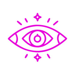 Mystical pink eye icon design symbolizing vision on white background 
