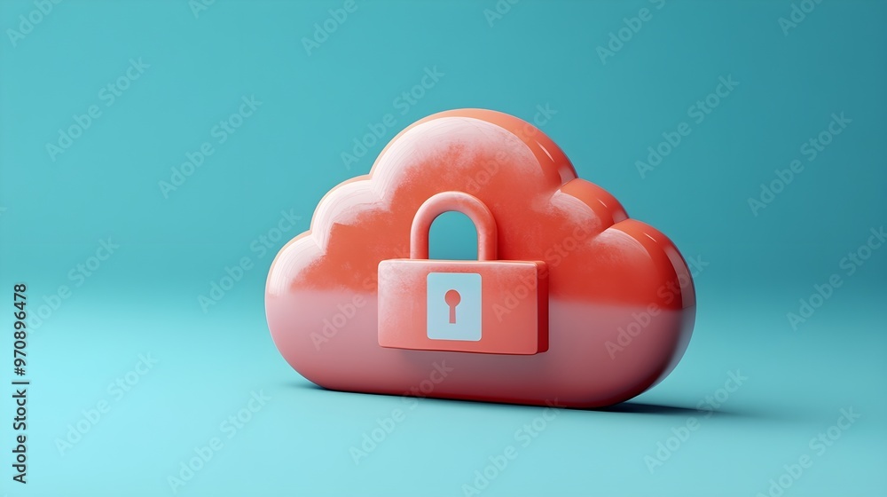 Poster secure cloud storage with padlock icon