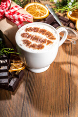 Merry christmas drawing on latte