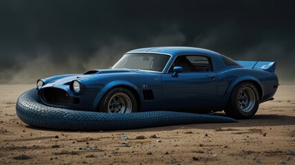 Blue Mustang with Snake