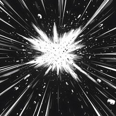 Obraz premium Dynamic Explosion of Light and Debris in a Monochrome Style