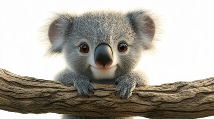 Obraz premium Koala clipart, element, 3D illustration, realistic, isolated on white background