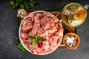 Veal, beef meat raw chopped goulash