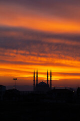 Naklejka premium Selimiye Mosque exterior view in Edirne City of Turkey. Edirne was capital of Ottoman Empire.