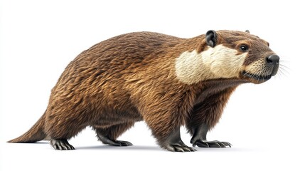 Fototapeta premium Beaver clipart, element, 3D illustration, realistic, isolated on white background