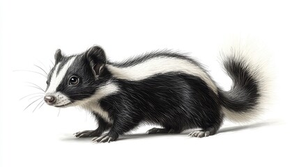 Fototapeta premium Skunk clipart, element, 3D illustration, realistic, isolated on white background