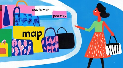 Minimalist customer journey map design in vibrant colors for marketing strategies