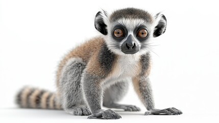 Obraz premium Lemur clipart, element, 3D illustration, realistic, isolated on white background