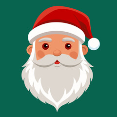 A cartoon of Santa Clauss face with a beard and hat