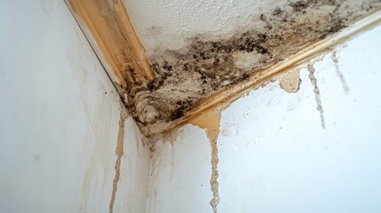 Black mold wall ceiling corner problem on the wall need apartment renovation