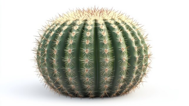 Barrel cactus (Ferocactus) clipart, element, 3D illustration, realistic, isolated on white background