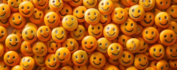 Fototapeta premium Many identical smiley faces showing happiness and positivity