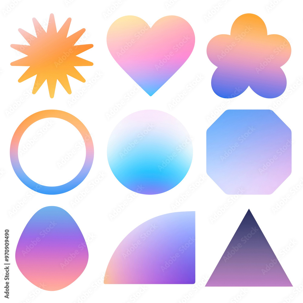 Poster png gradient shape element set, transparent background