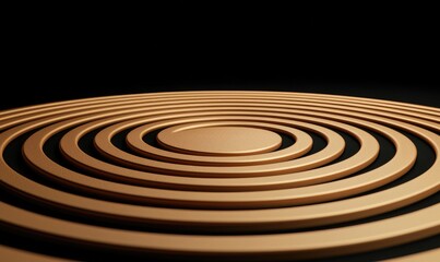 Fototapeta premium Close-up of wooden concentric circles on a dark background, showcasing intricate patterns and textures.