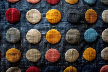 Tela tejana con topos de colores. Recurso gráfico, fondo.