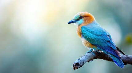 Obraz premium Blue-Crested Kingfisher Perched on a Branch