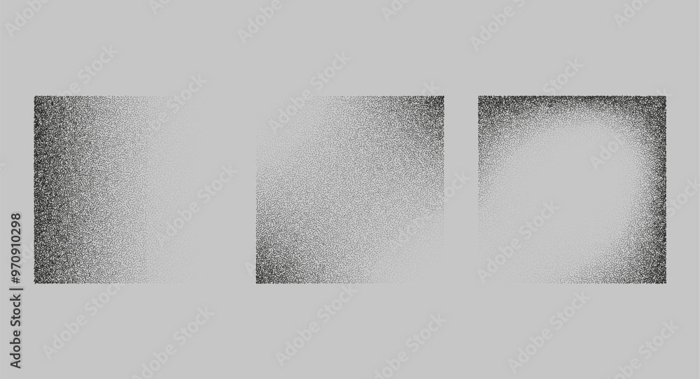 Wall mural square shadows from different angles. noise grain background, pointillism dots gradient or dotwork p