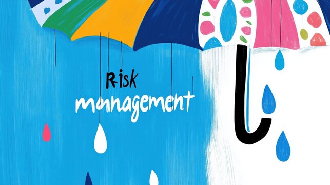 Minimalist risk management concept with illustrative umbrella design