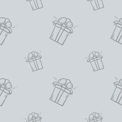 Simple monochrome seamless pattern with gift boxes. Vector background associated with shopping, promotions, holidays for gift paper, print, design.