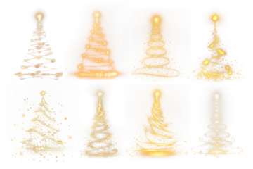 PNG glowing Christmas tree light effect element set, transparent background
