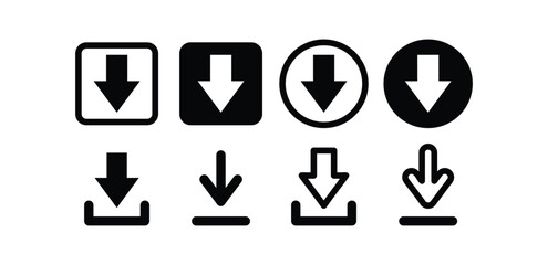 download arrow down icon symbol sign vector design black white color simple flat illustration set