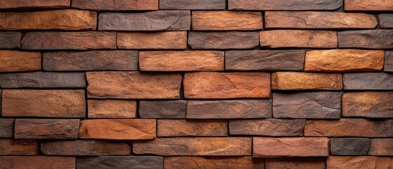 Fototapeta premium Textured stone wall featuring warm, earthy tones and a rustic appearance, ideal for backgrounds or architectural designs.