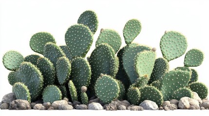 Beavertail cactus (Opuntia basilaris) clipart, element, 3D illustration, realistic, isolated on white background
