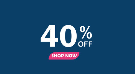SALE discount promotion set made of numbers 40% OFF discount isolated on blue  background. Poster banner for social media.  