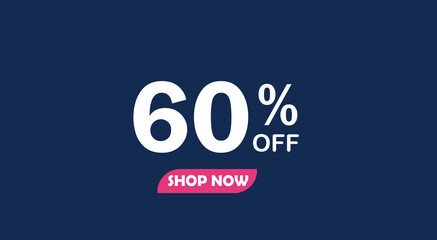 SALE discount promotion set made of numbers 60% OFF discount isolated on purple  background. Poster banner for social media.  