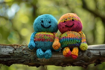 Muñecos de lana hechos a mano. Trabajo manual, arte manual. Juguete infantil divertido. Hobby y entretenimiento.