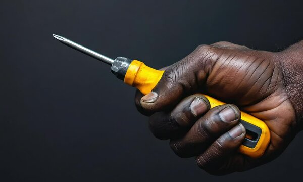 Hands holding a screwdriver tightening a bolt